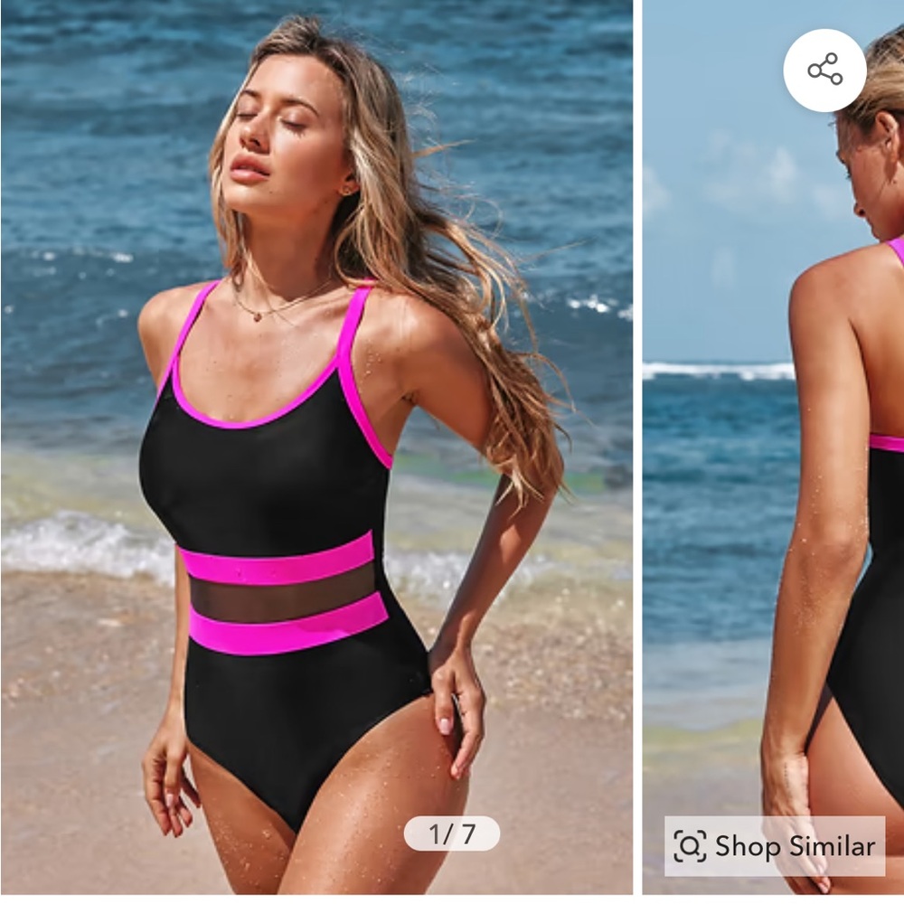NWT CUPSHE Colorblock Scoop Neck O-Ring One-Piece Size Large